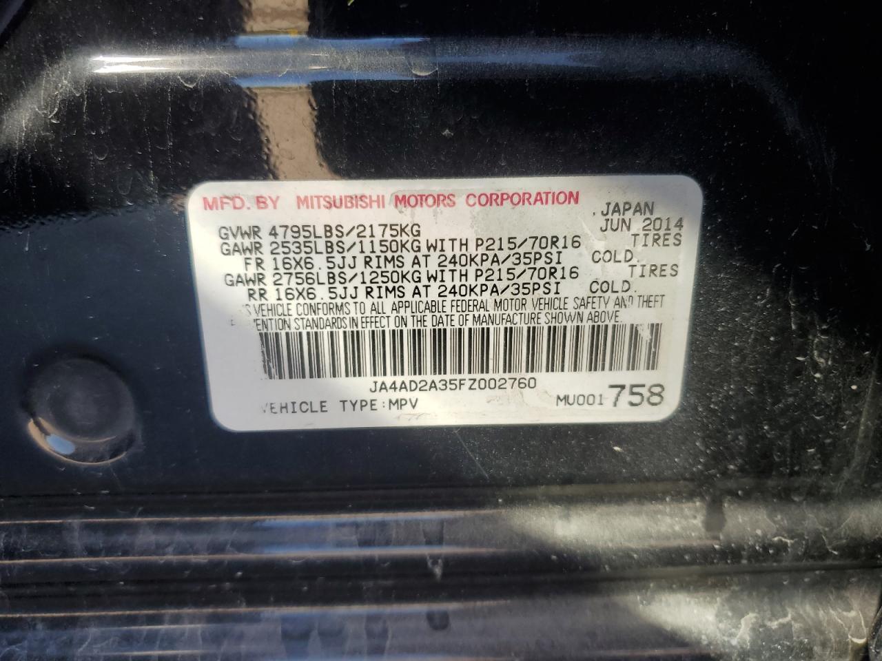 2015 MITSUBISHI outlander
