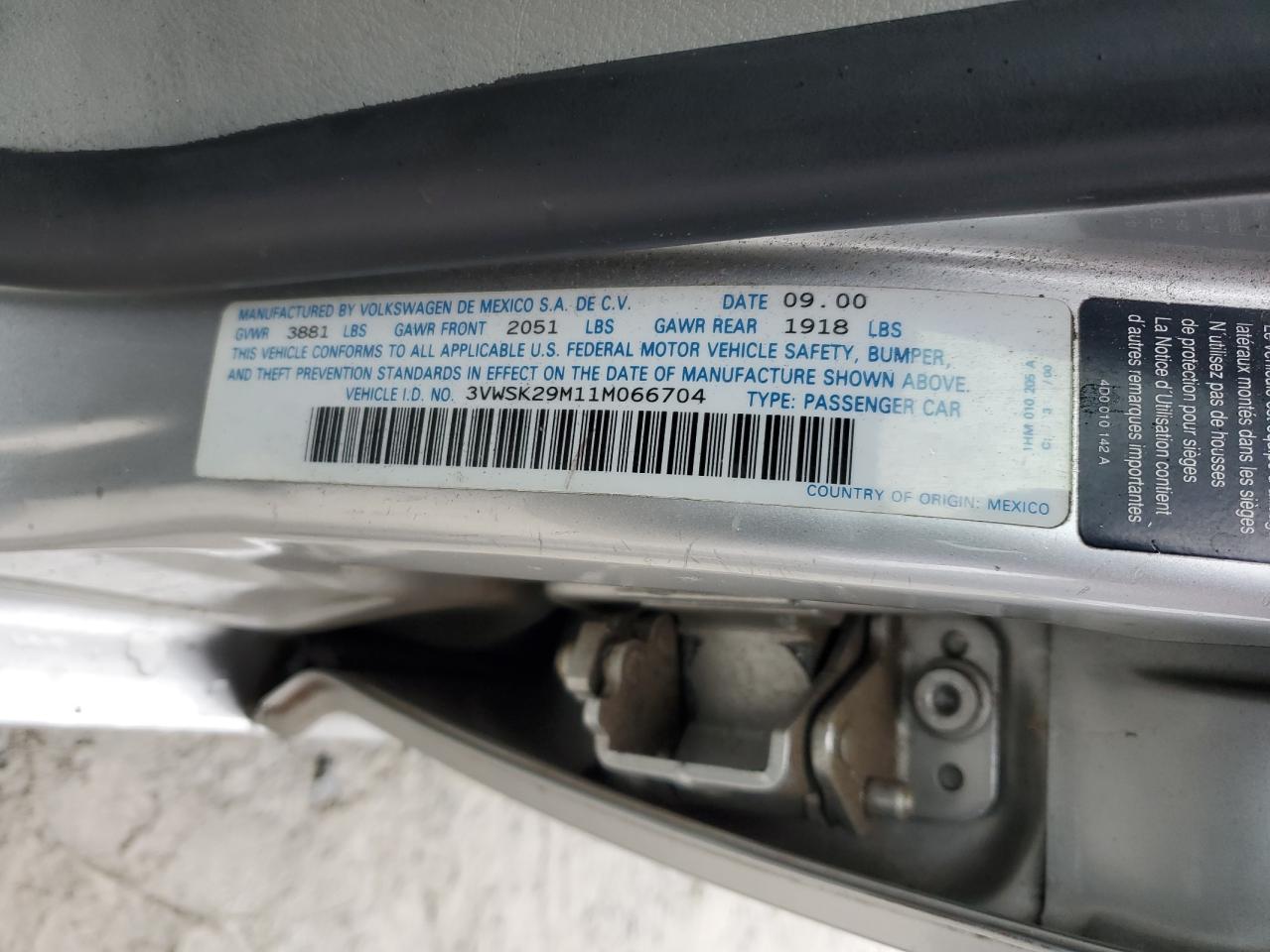 2001 VOLKSWAGEN JETTA