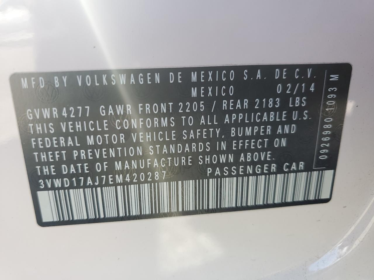 2014 VOLKSWAGEN JETTA