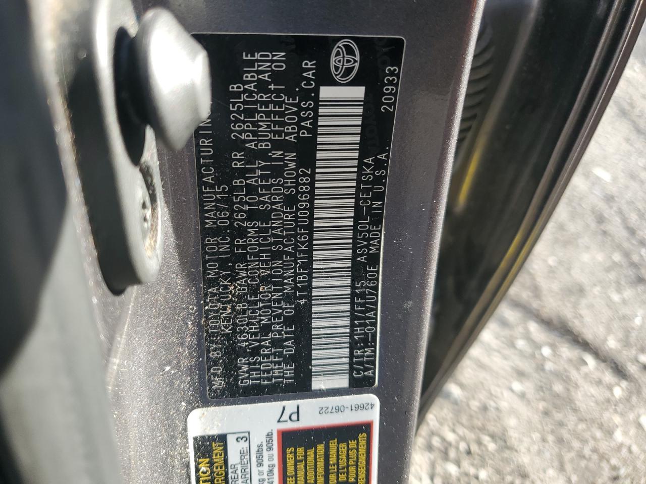 2015 TOYOTA CAMRY