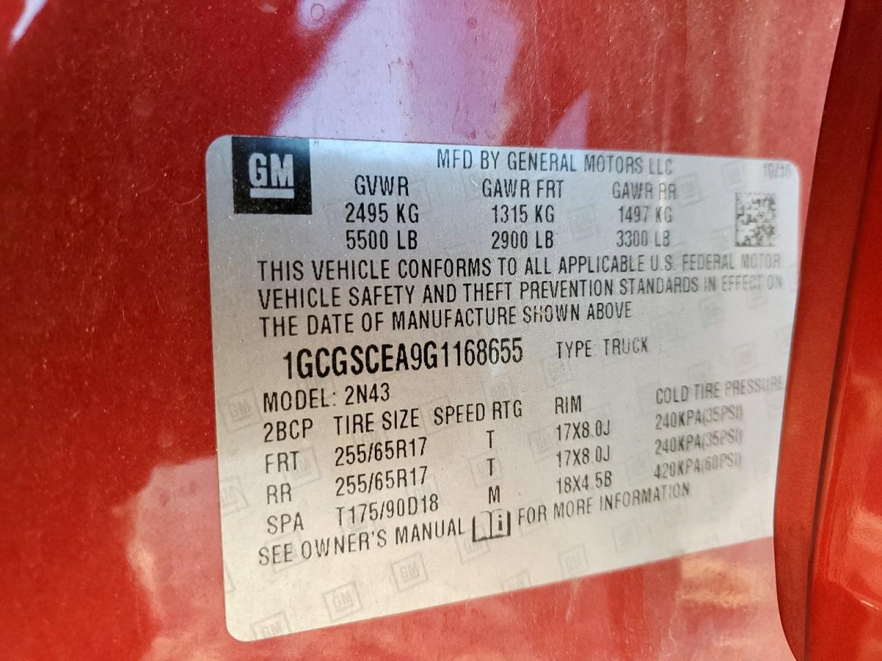 2016 CHEVROLET COLORADO