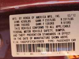 2012 HONDA ACCORD