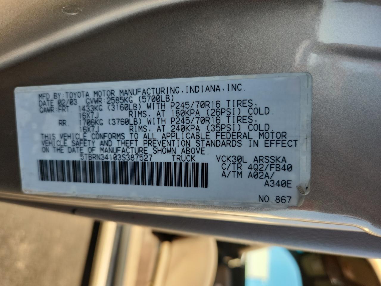 2003 TOYOTA TUNDRA