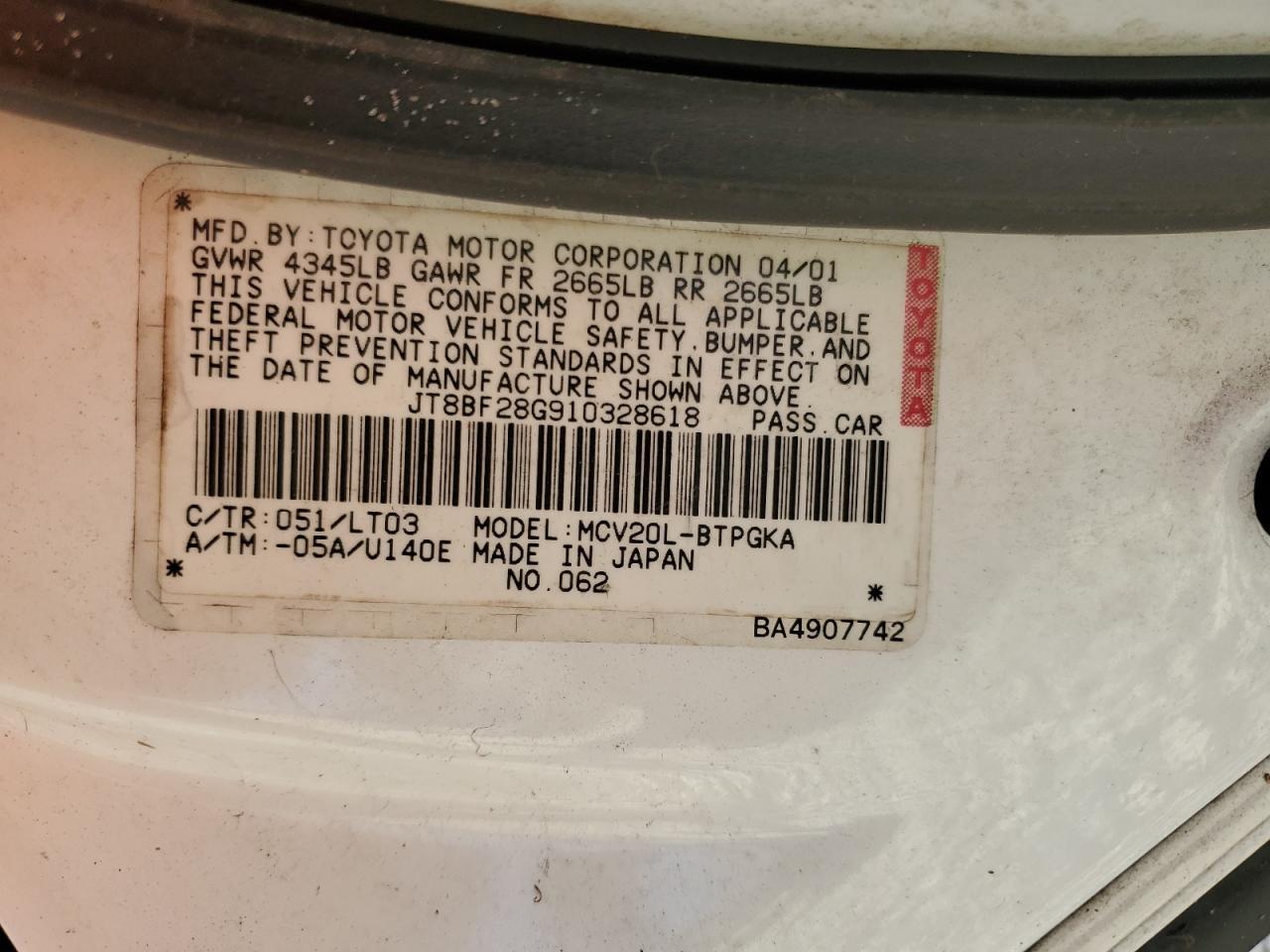 2001 LEXUS Es 300