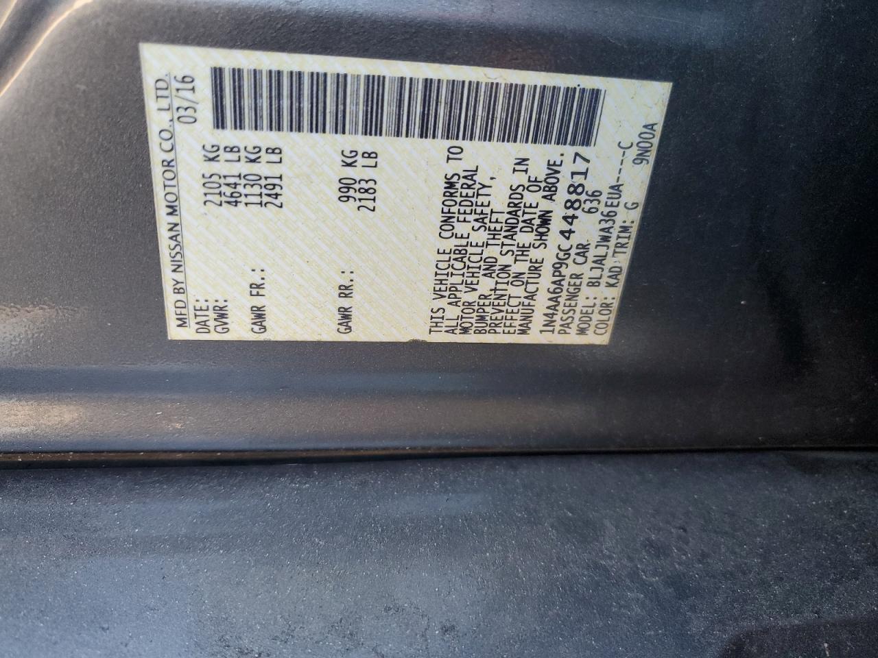 2016 NISSAN Maxima