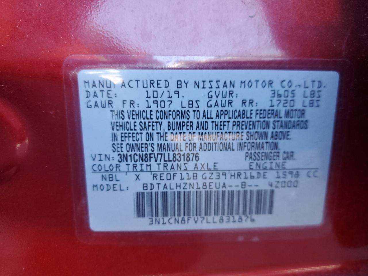 2020 NISSAN VERSA