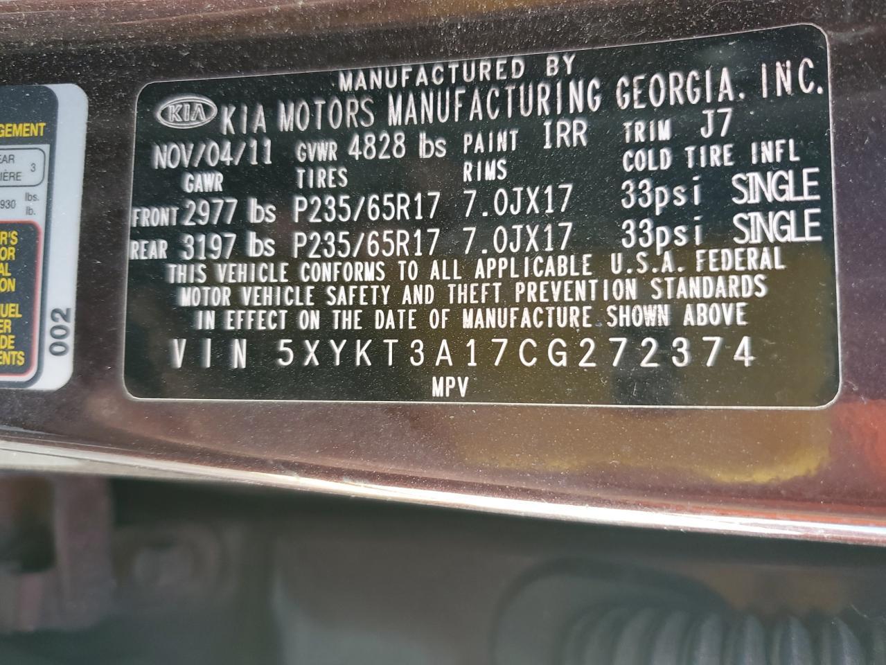 2012 KIA SORENTO