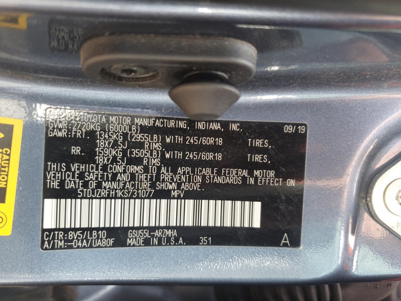 2019 TOYOTA HIGHLANDER