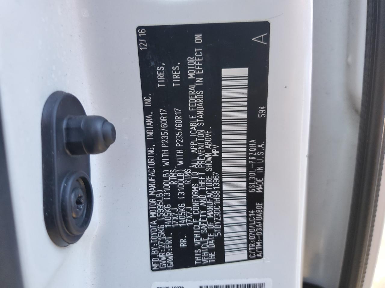 2017 TOYOTA SIENNA