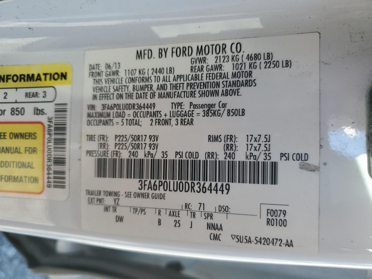 2013 FORD FUSION
