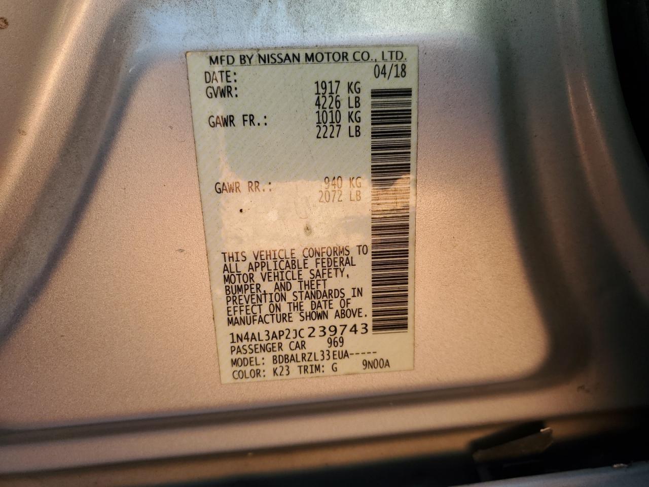 2018 NISSAN ALTIMA