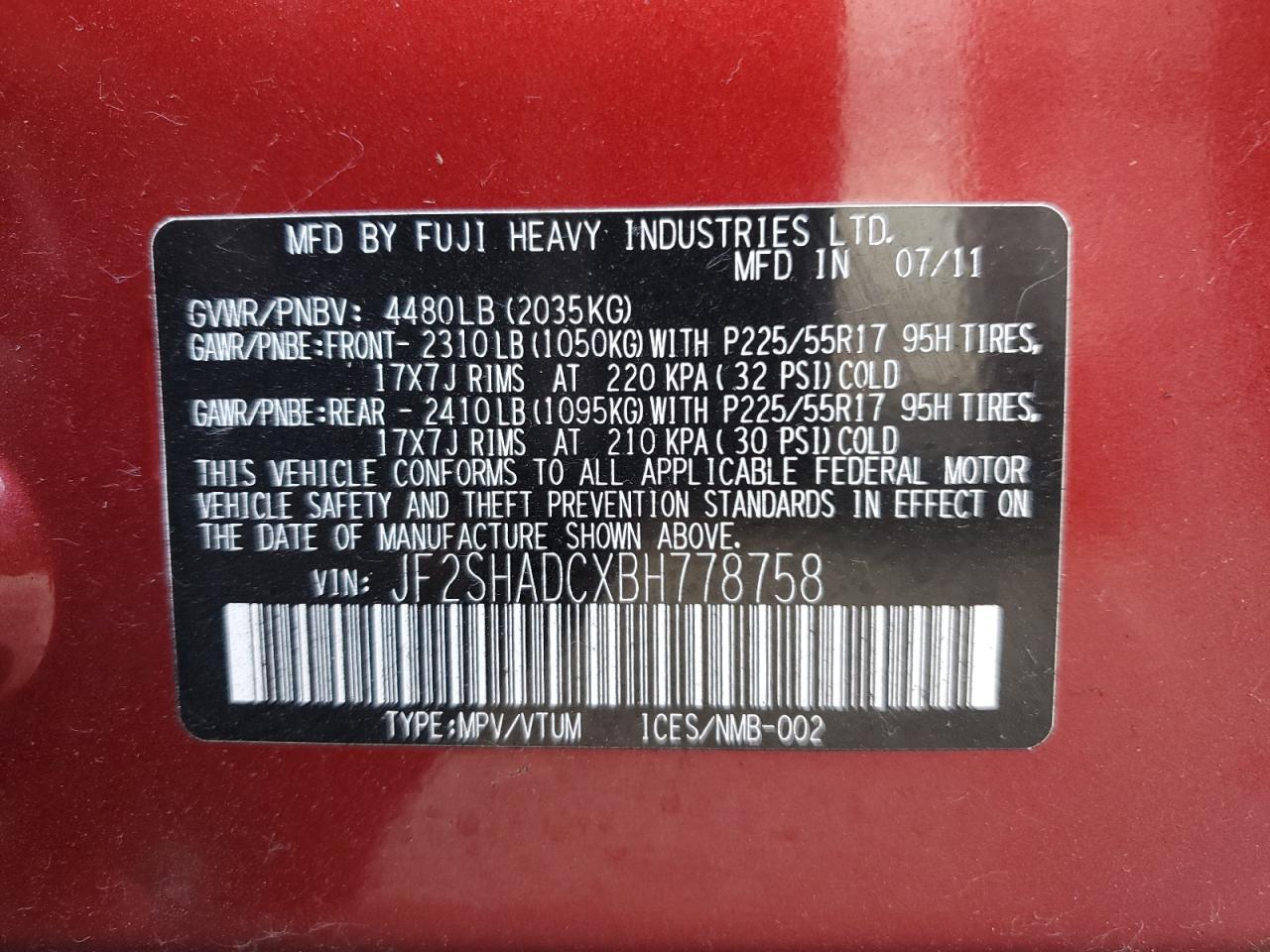 2011 SUBARU FORESTER