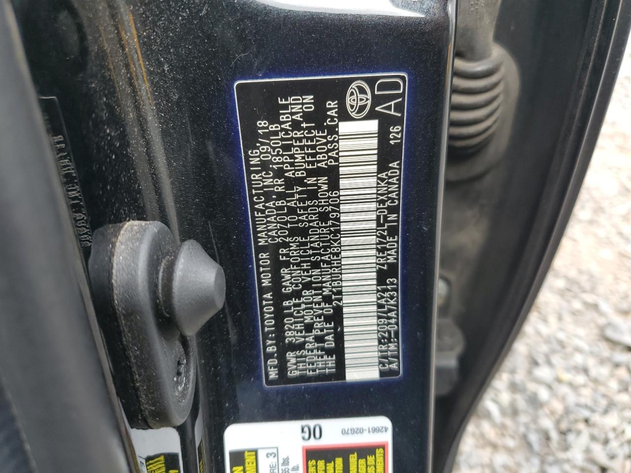 2019 TOYOTA COROLLA