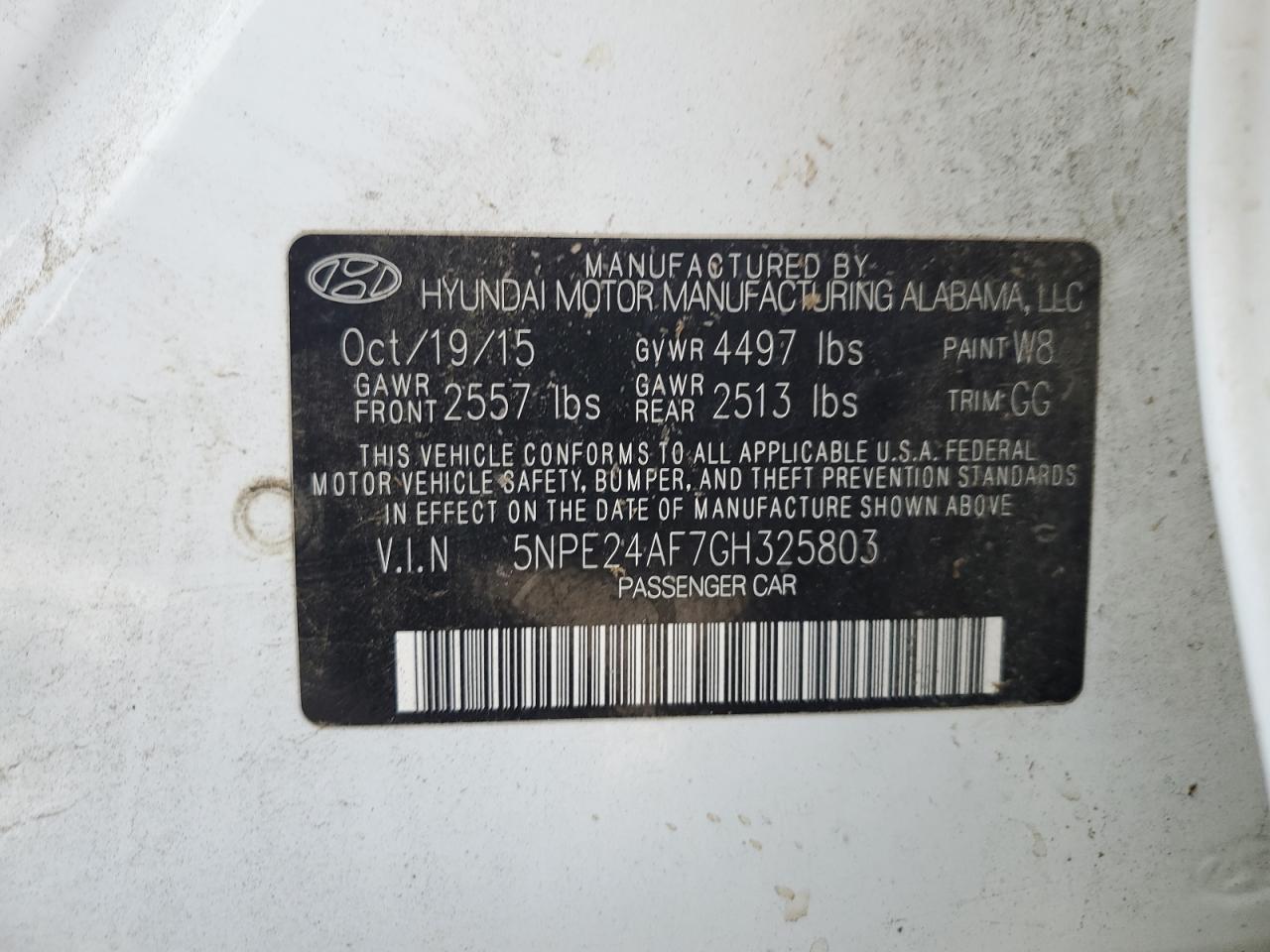2016 HYUNDAI SONATA