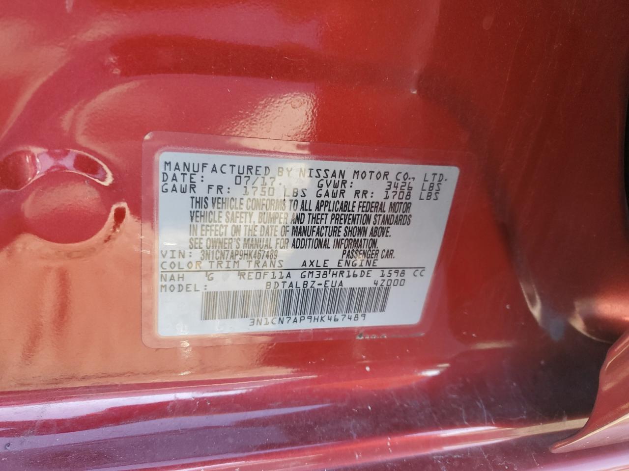 2017 NISSAN VERSA
