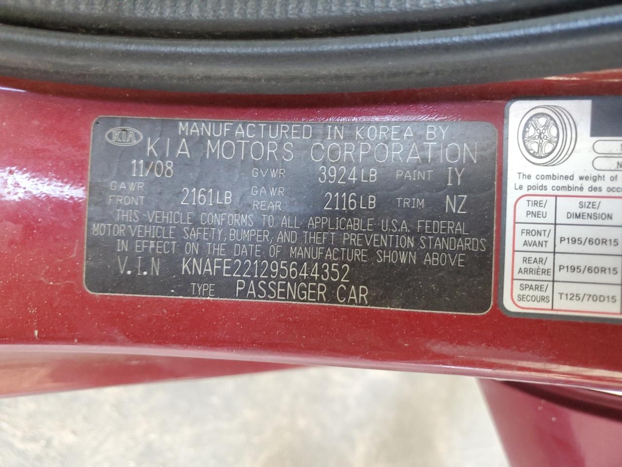 2009 KIA Spectra