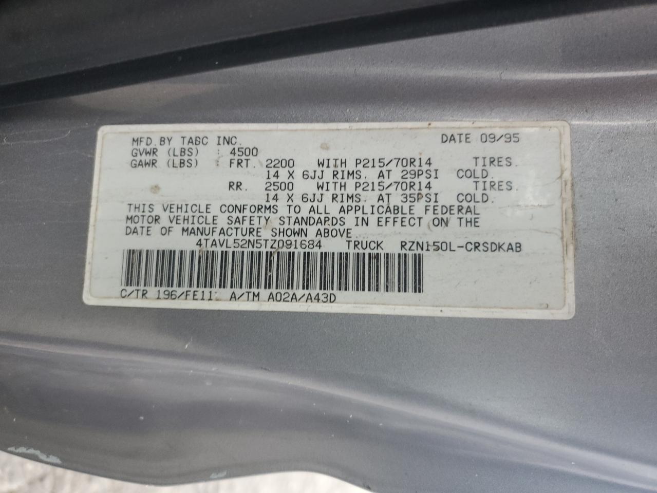 1996 TOYOTA TACOMA
