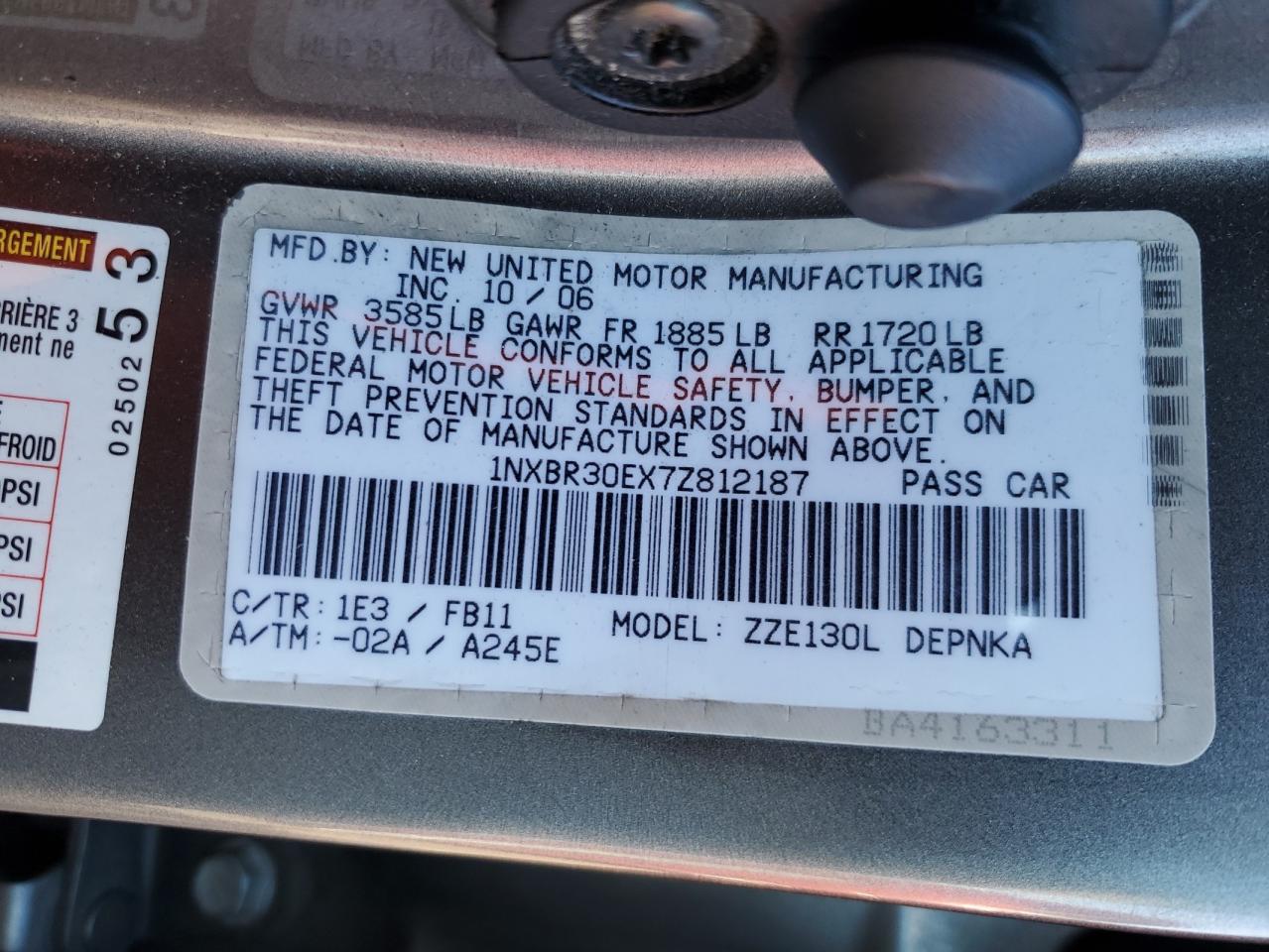 2007 TOYOTA COROLLA