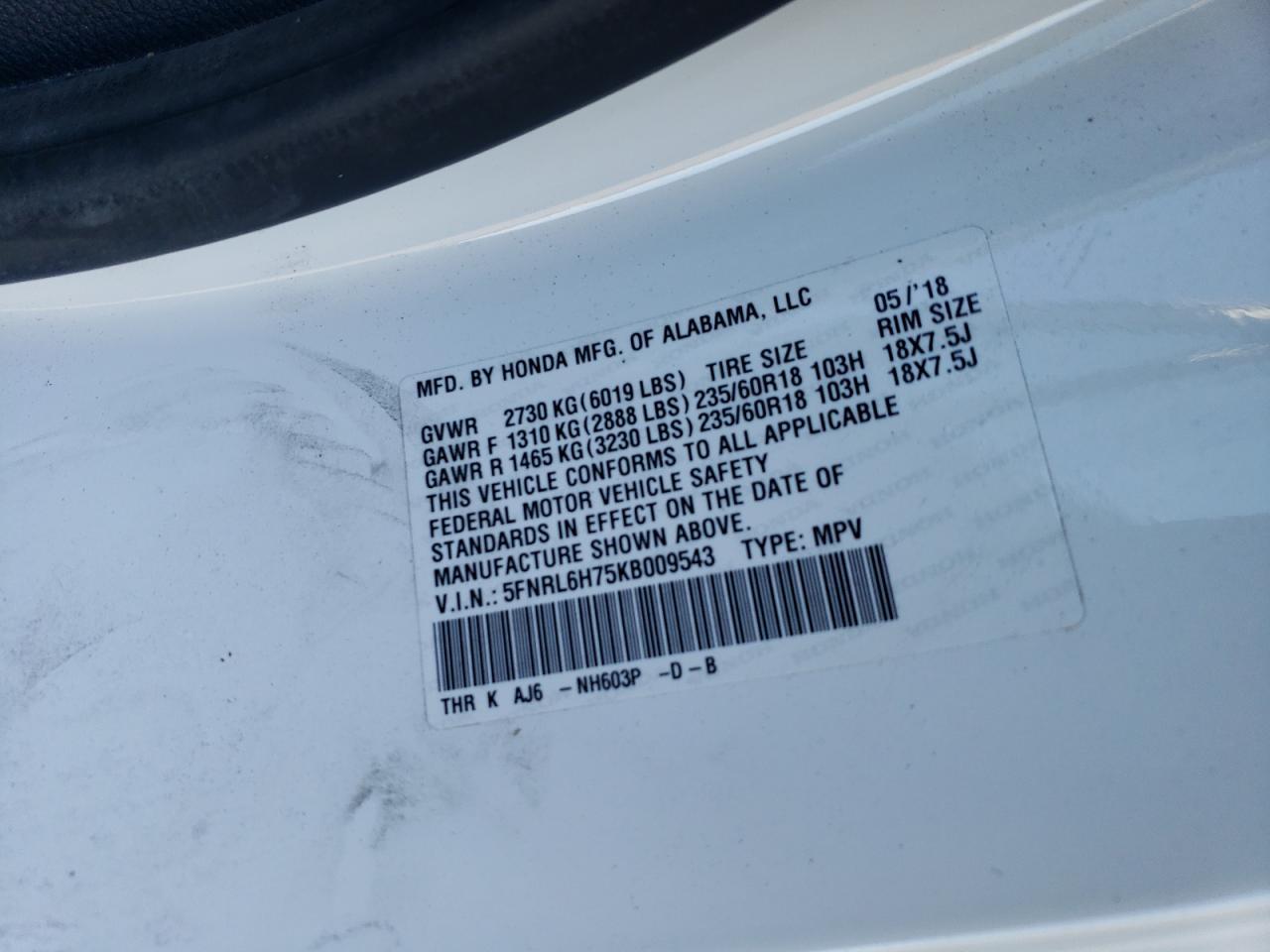 2019 HONDA ODYSSEY