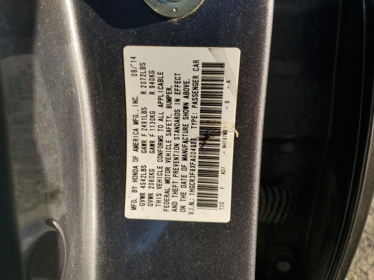 2015 HONDA ACCORD