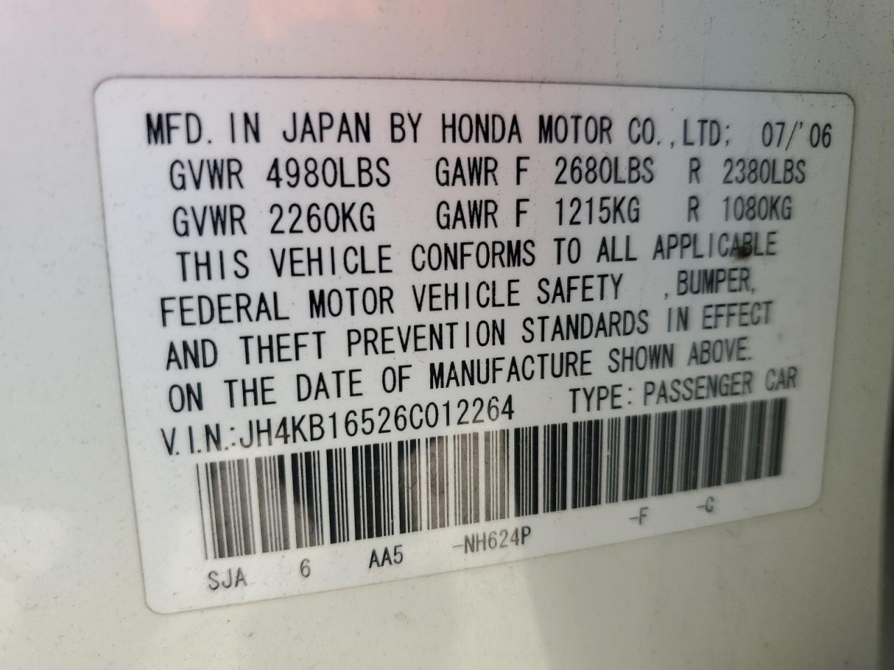 2006 ACURA RL