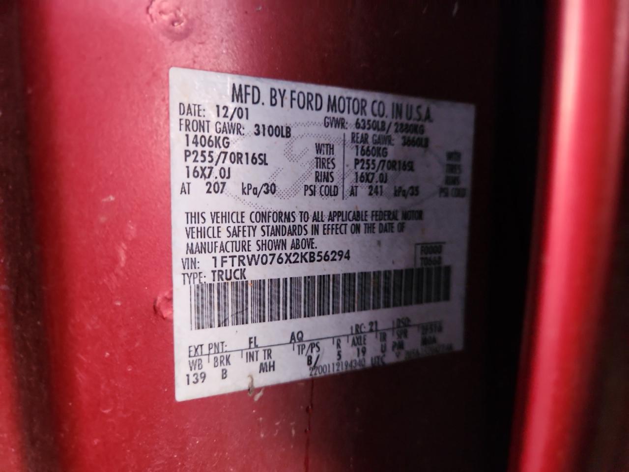 2002 FORD F-150 Lightning
