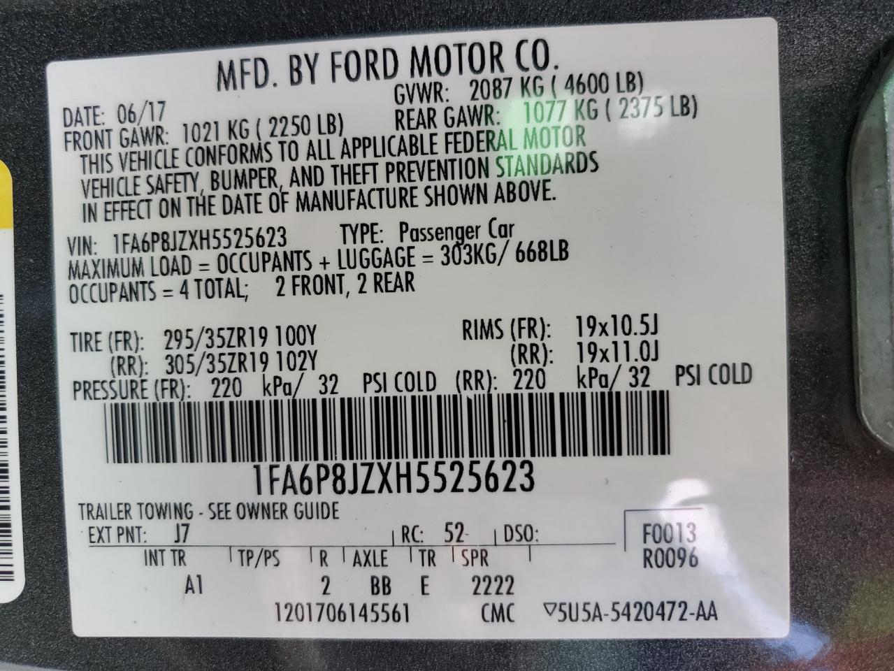 2017 FORD MUSTANG