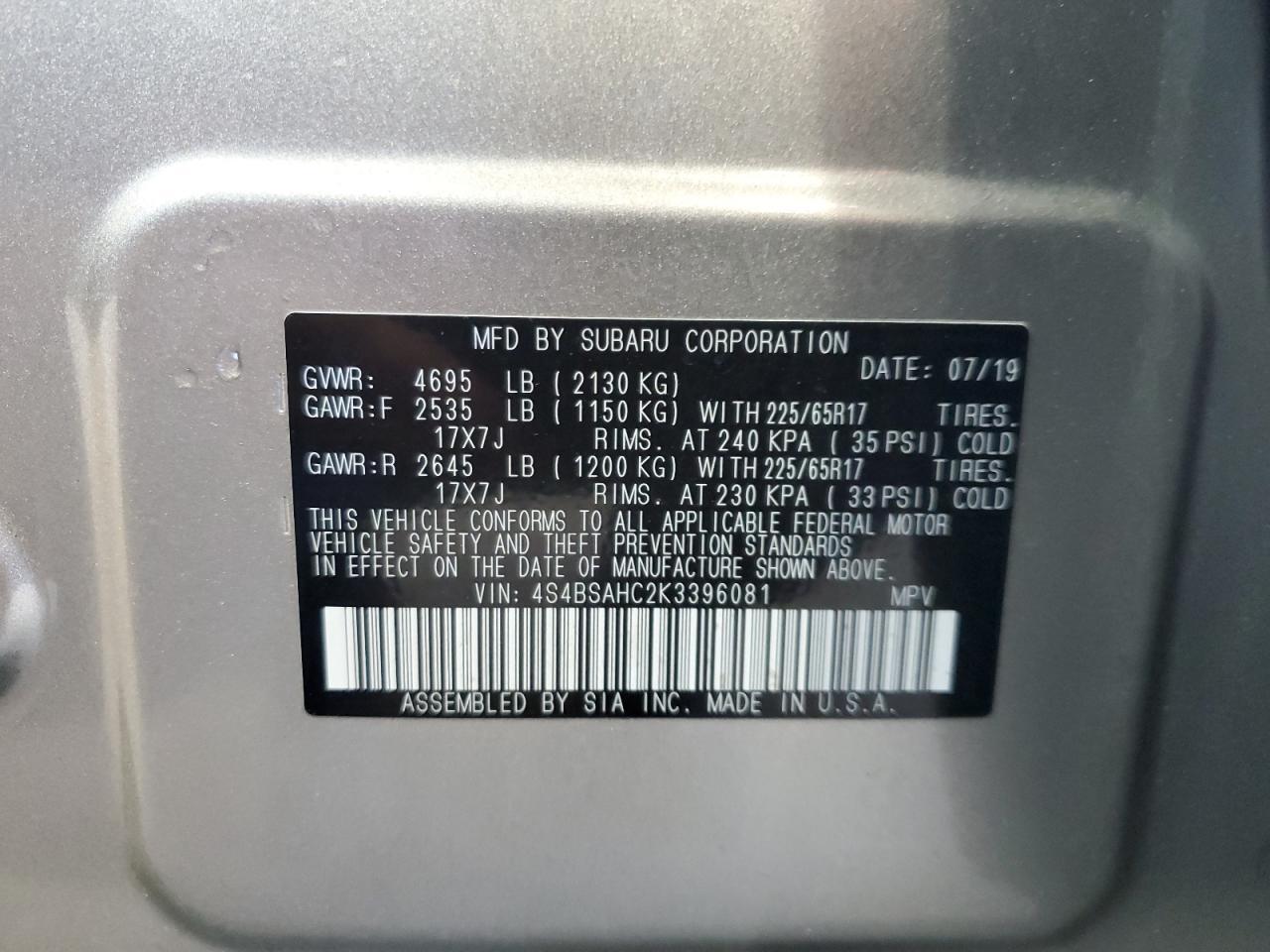 2019 SUBARU Outback