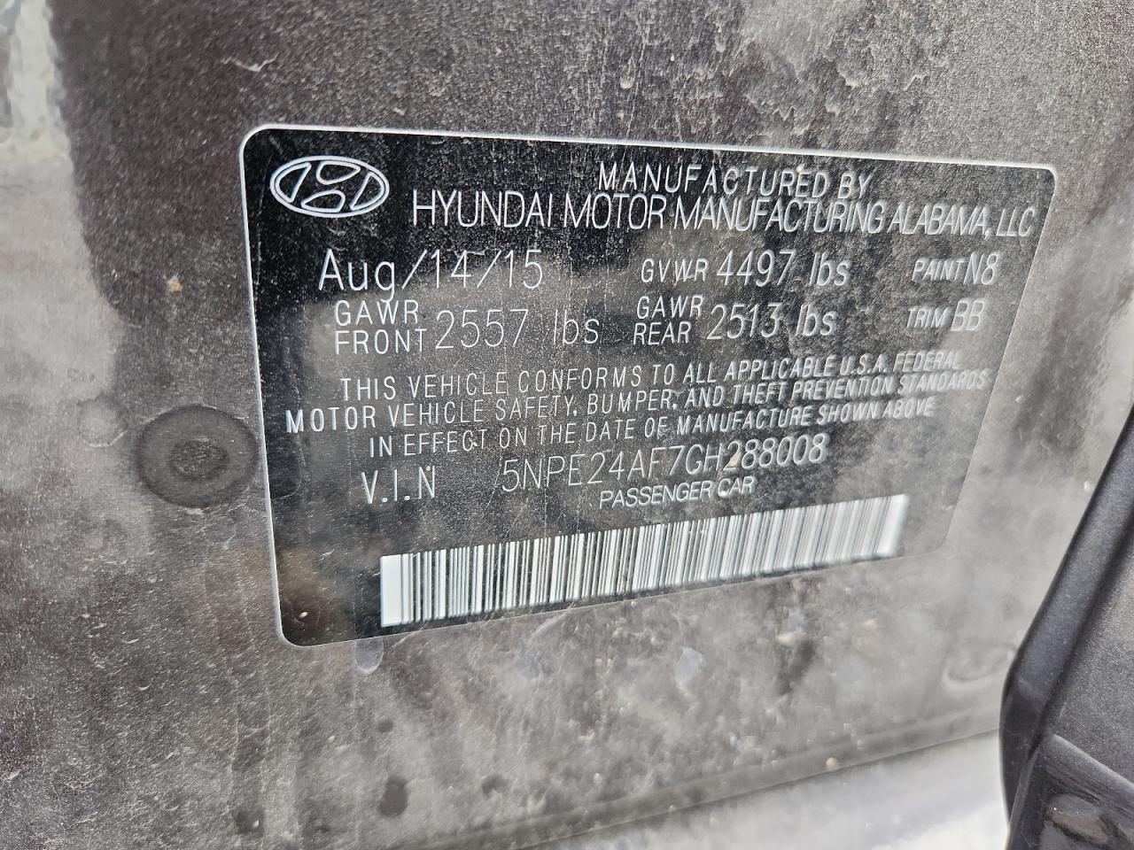 2016 HYUNDAI SONATA
