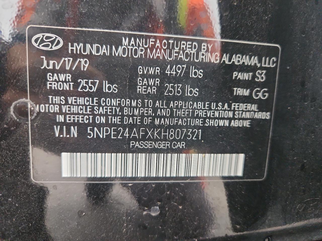 2019 HYUNDAI SONATA
