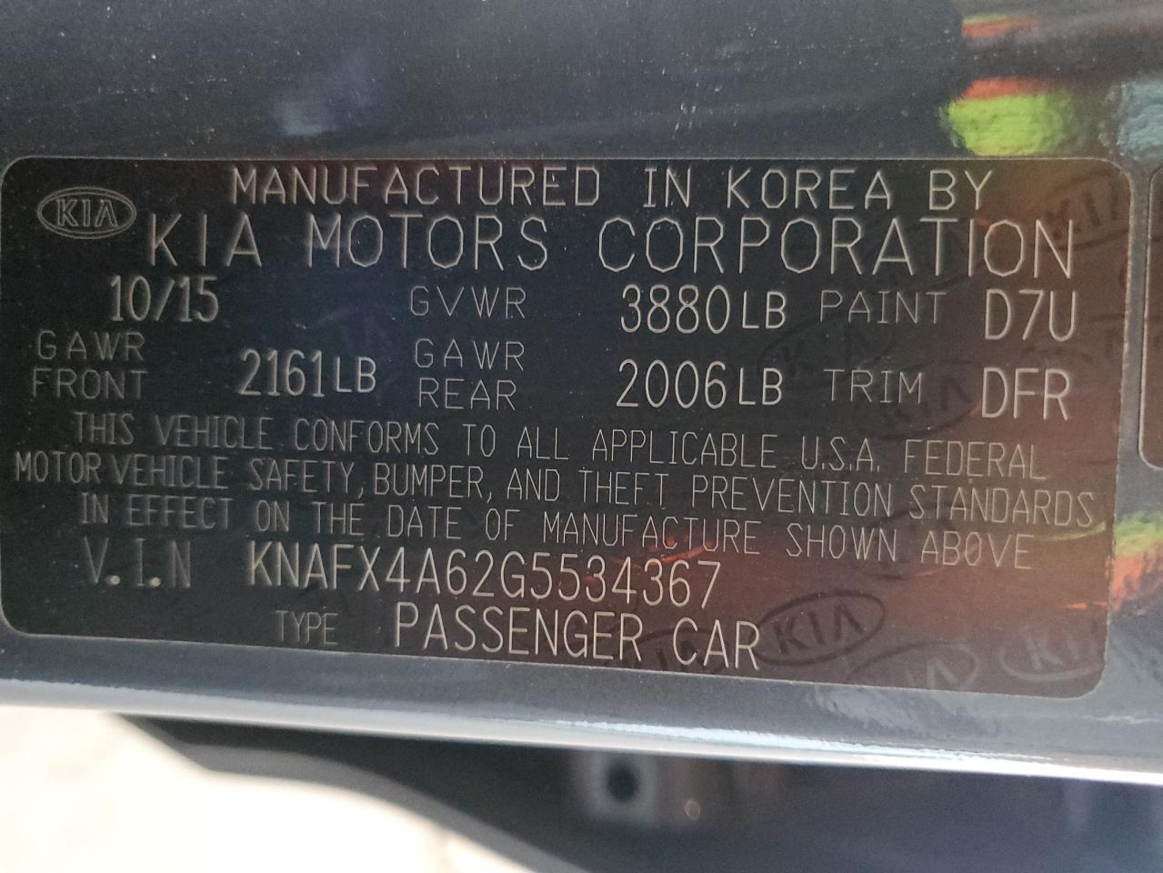 2016 KIA FORTE