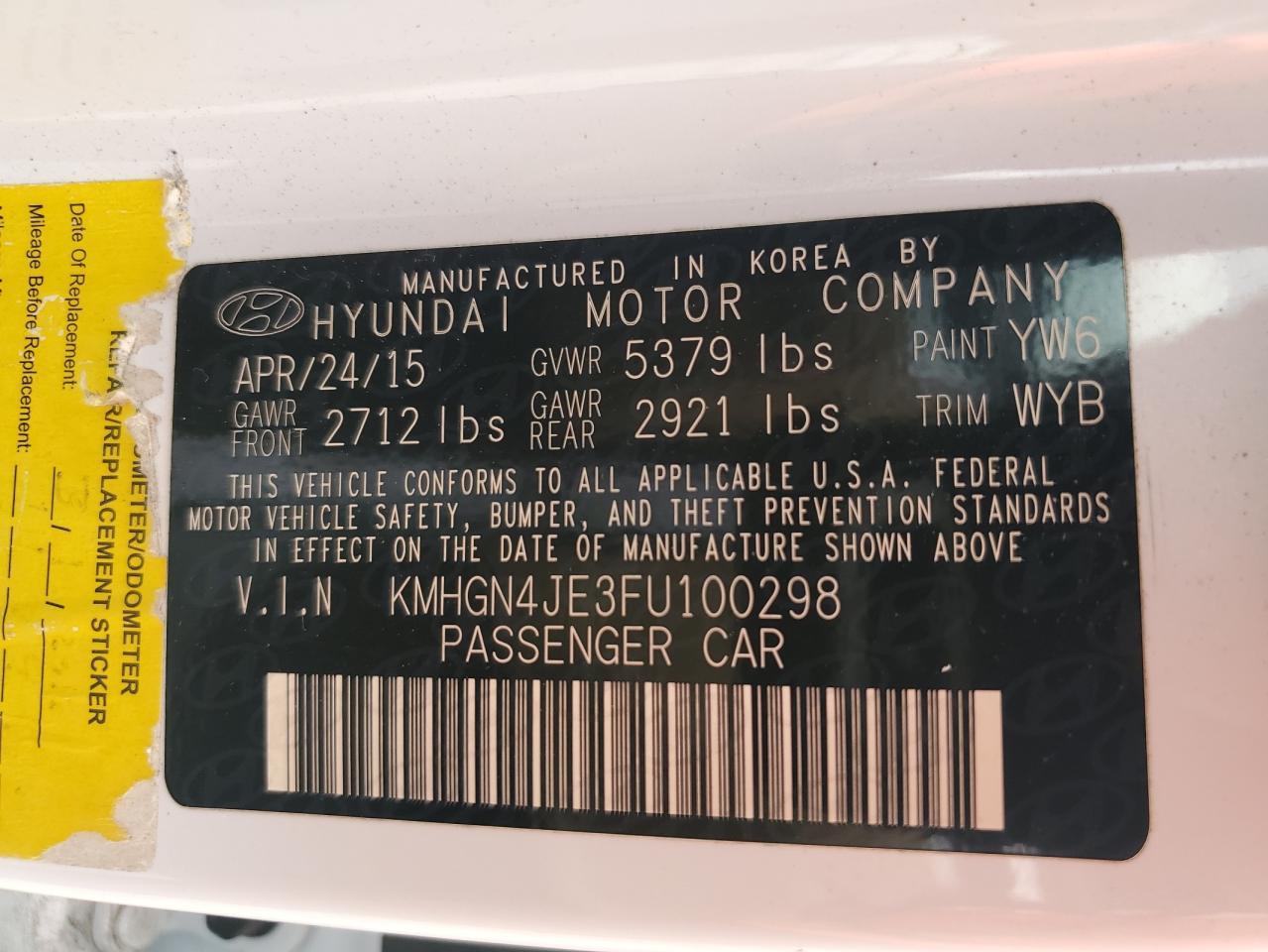 2015 HYUNDAI GENESIS