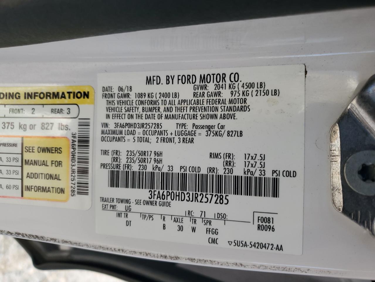 2018 FORD FUSION