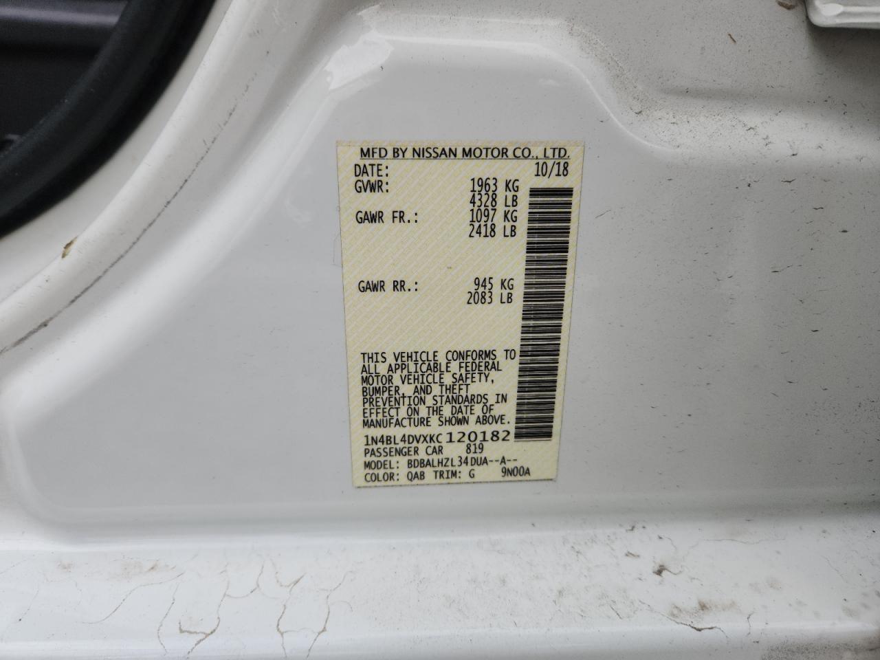 2019 NISSAN ALTIMA