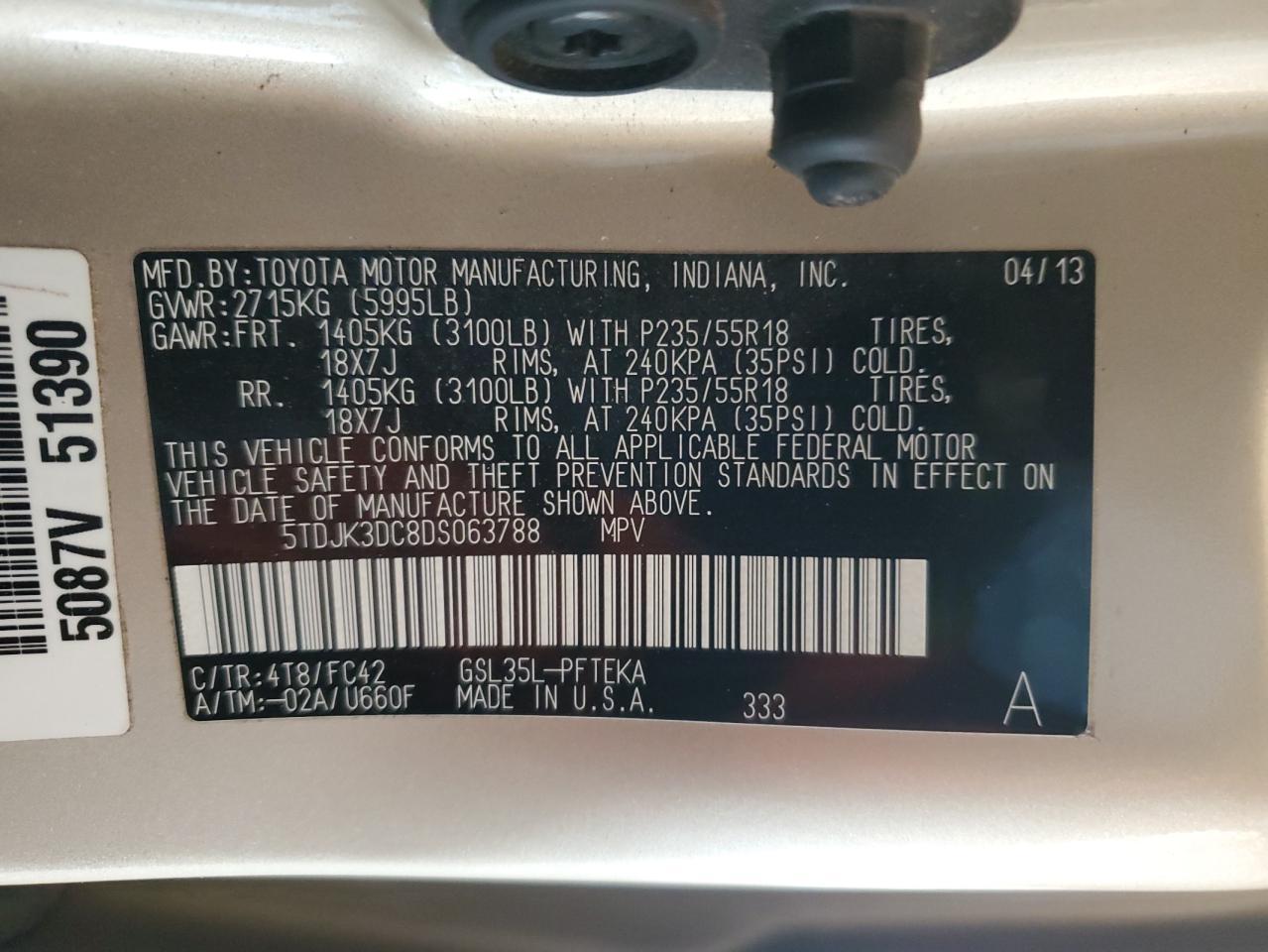 2013 TOYOTA SIENNA