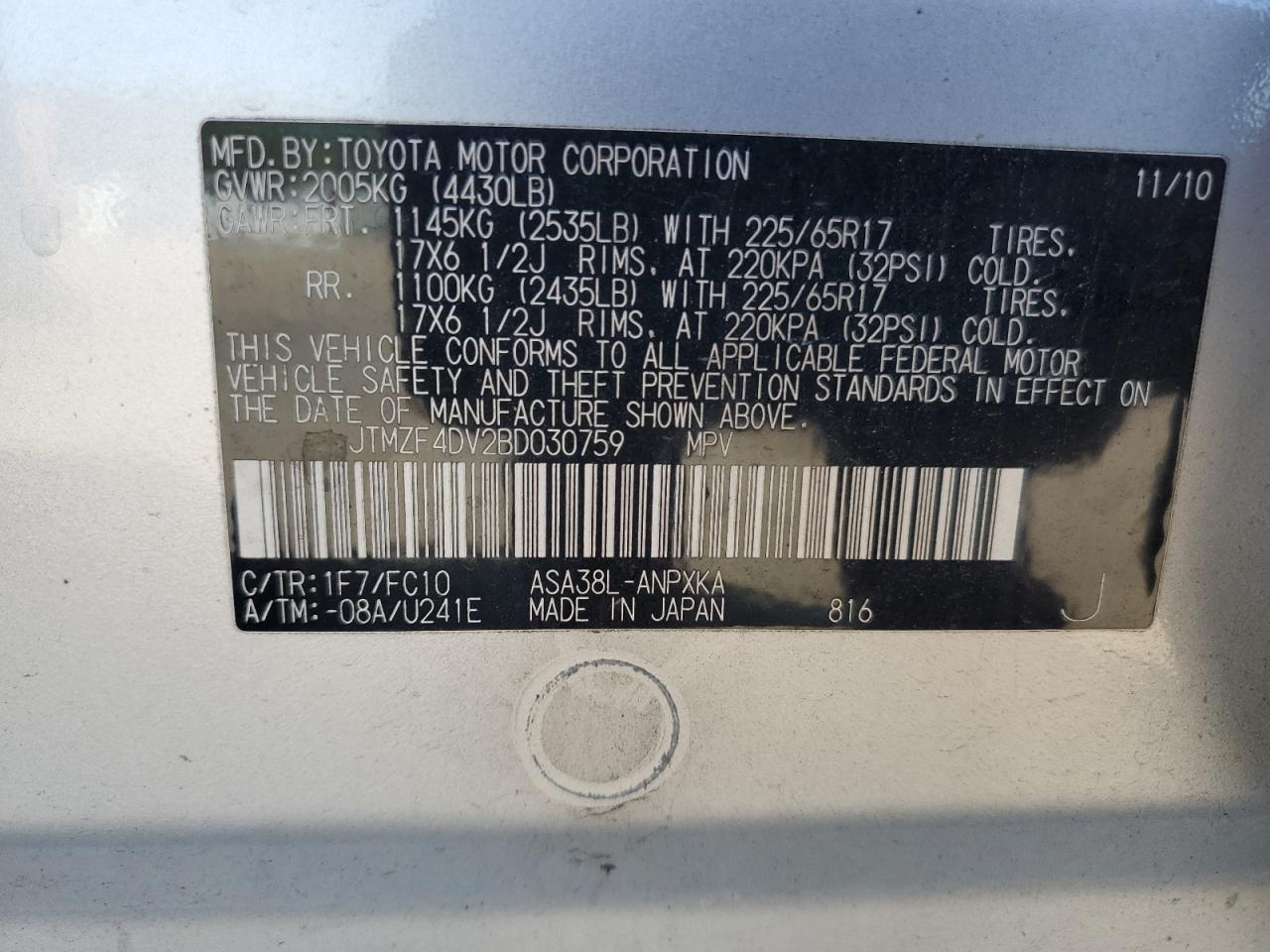 2011 TOYOTA RAV4