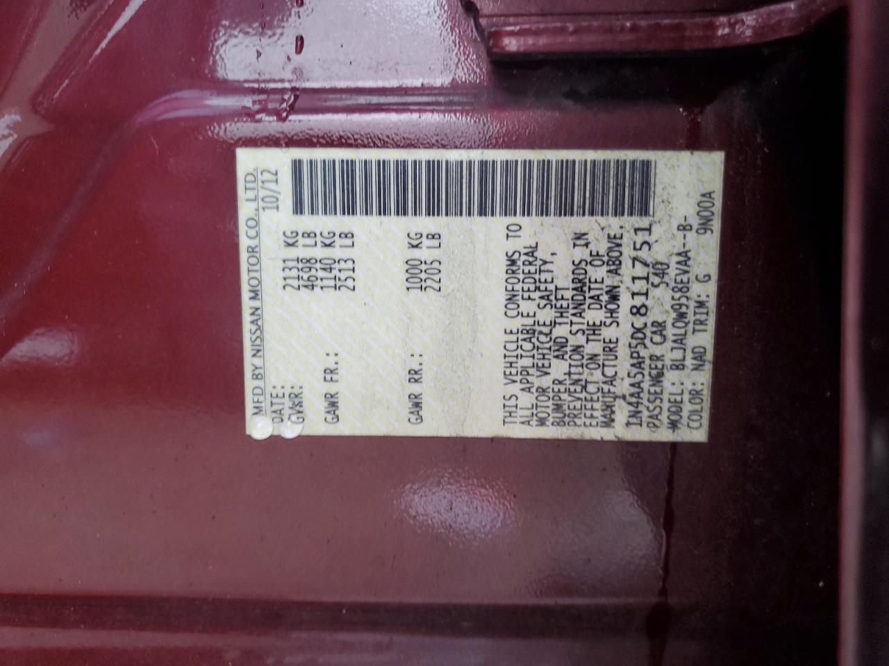 2013 NISSAN Maxima