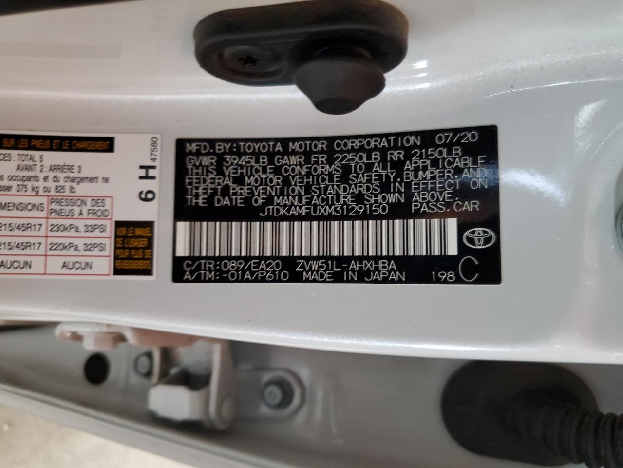 2021 TOYOTA PRIUS