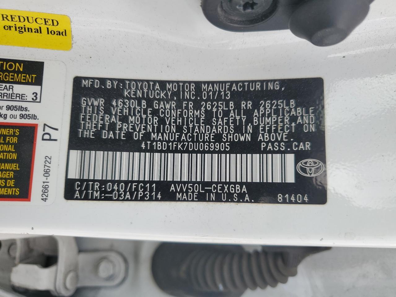 2013 TOYOTA CAMRY