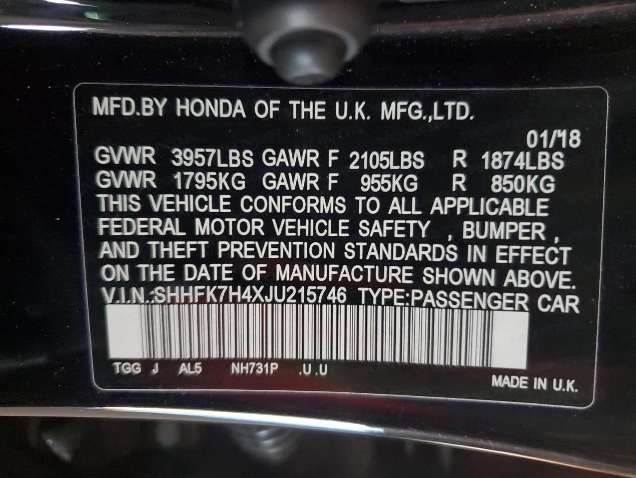 2018 HONDA CIVIC