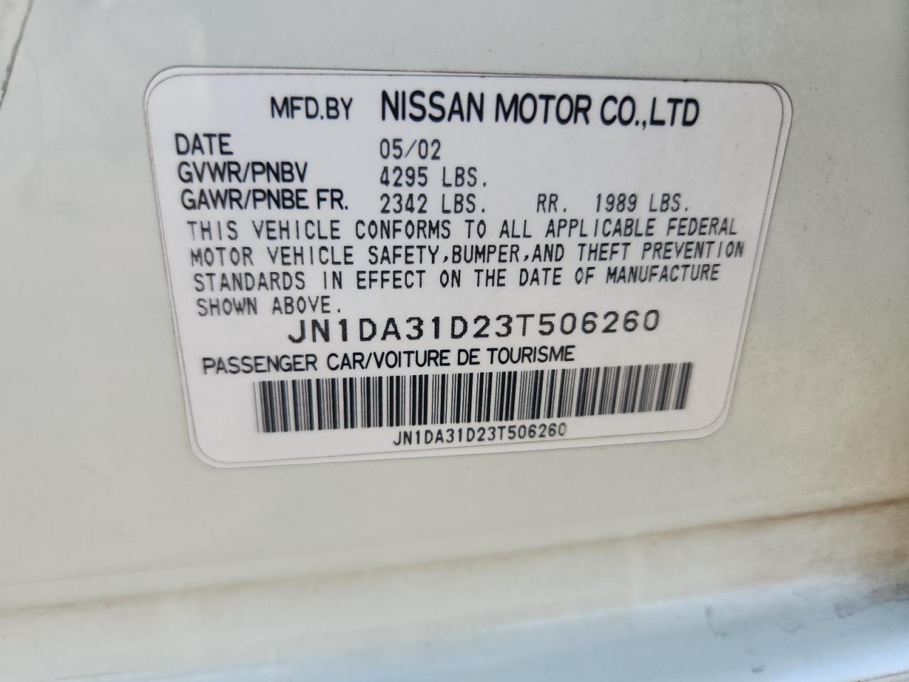2003 NISSAN Maxima