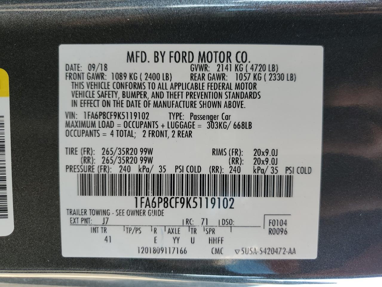 2019 FORD MUSTANG