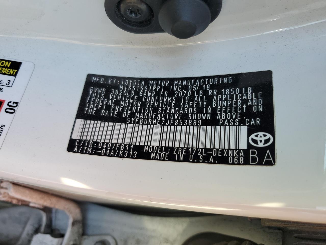 2018 TOYOTA COROLLA