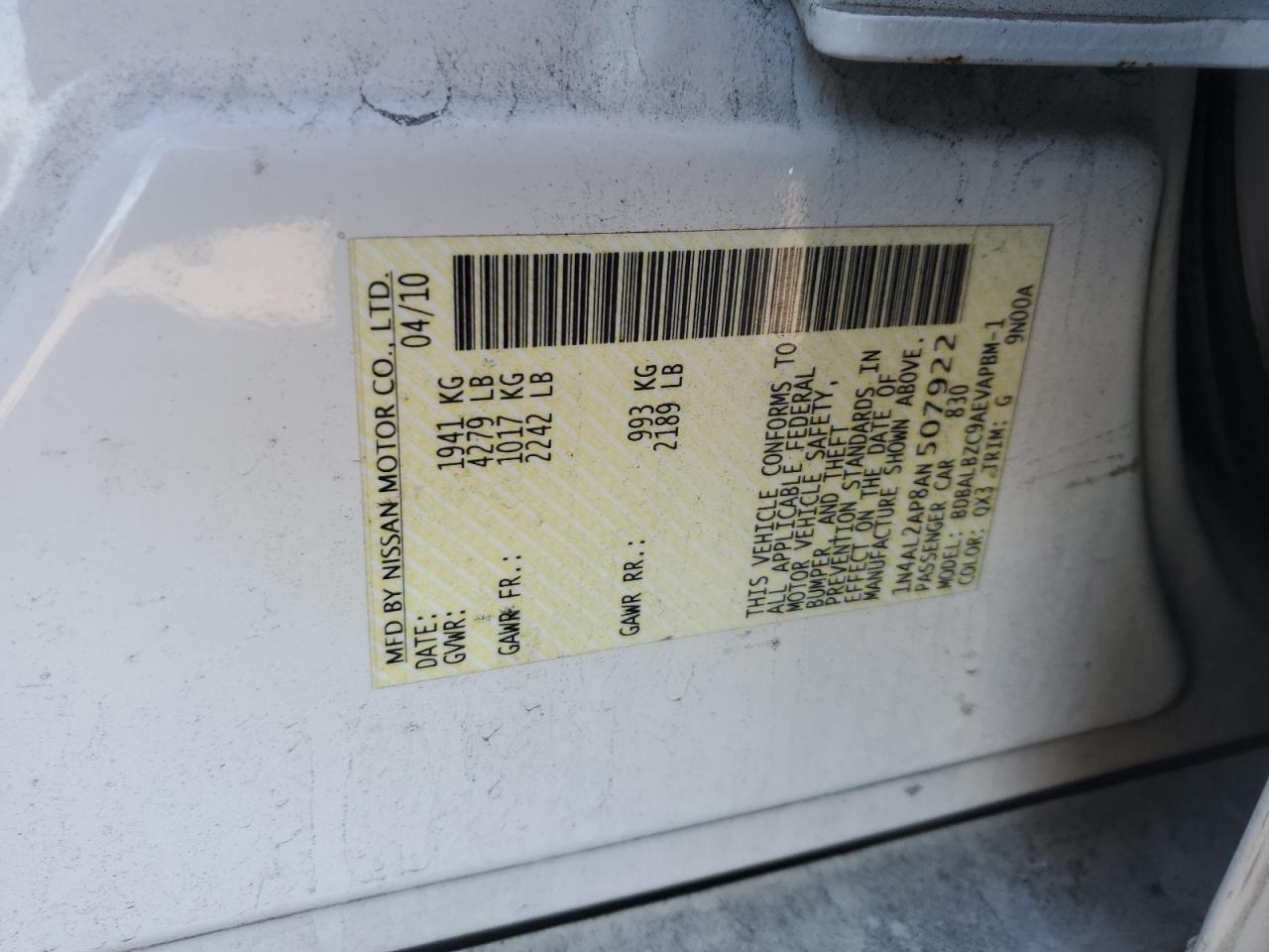2010 NISSAN ALTIMA
