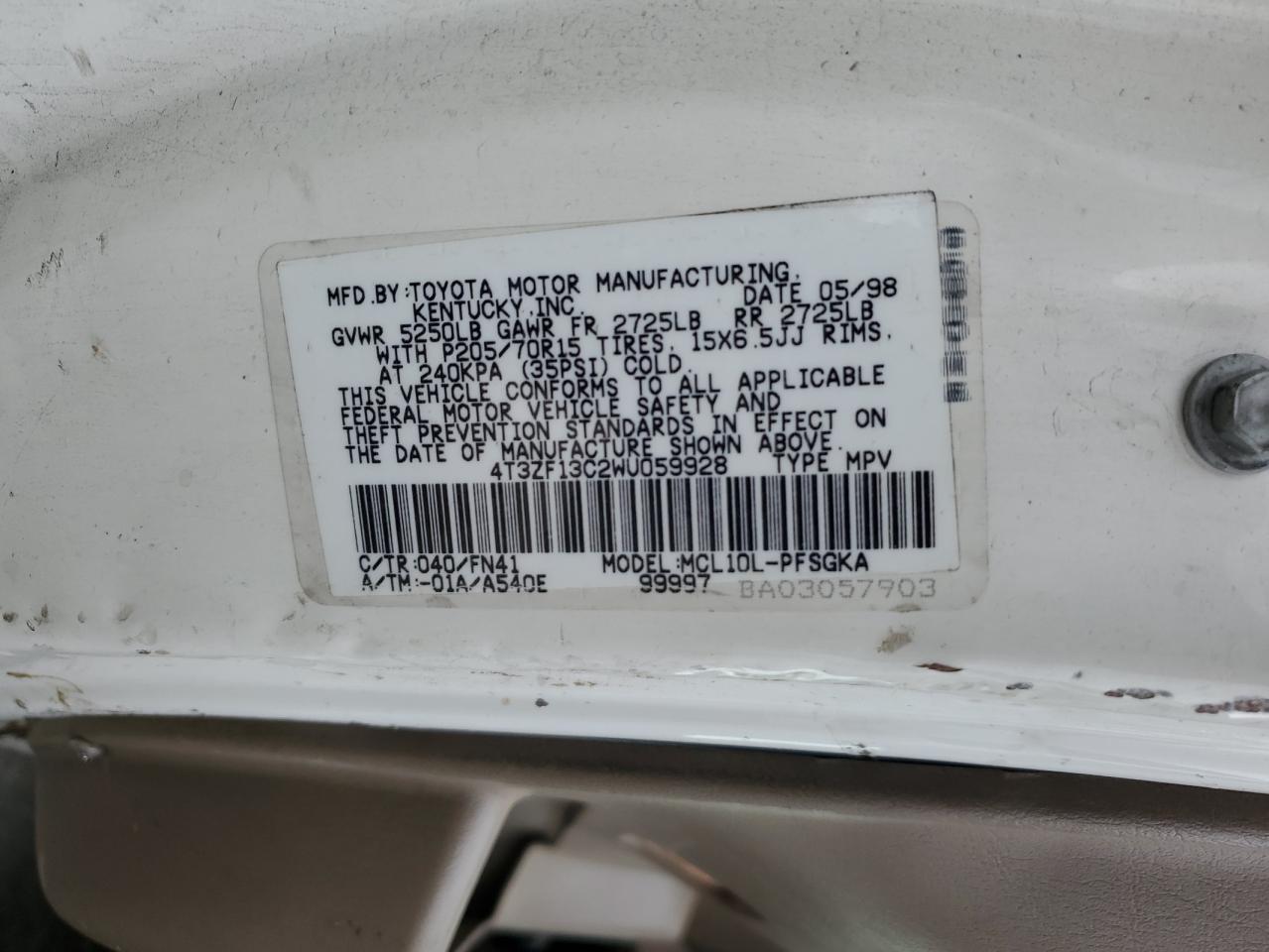 1998 TOYOTA SIENNA