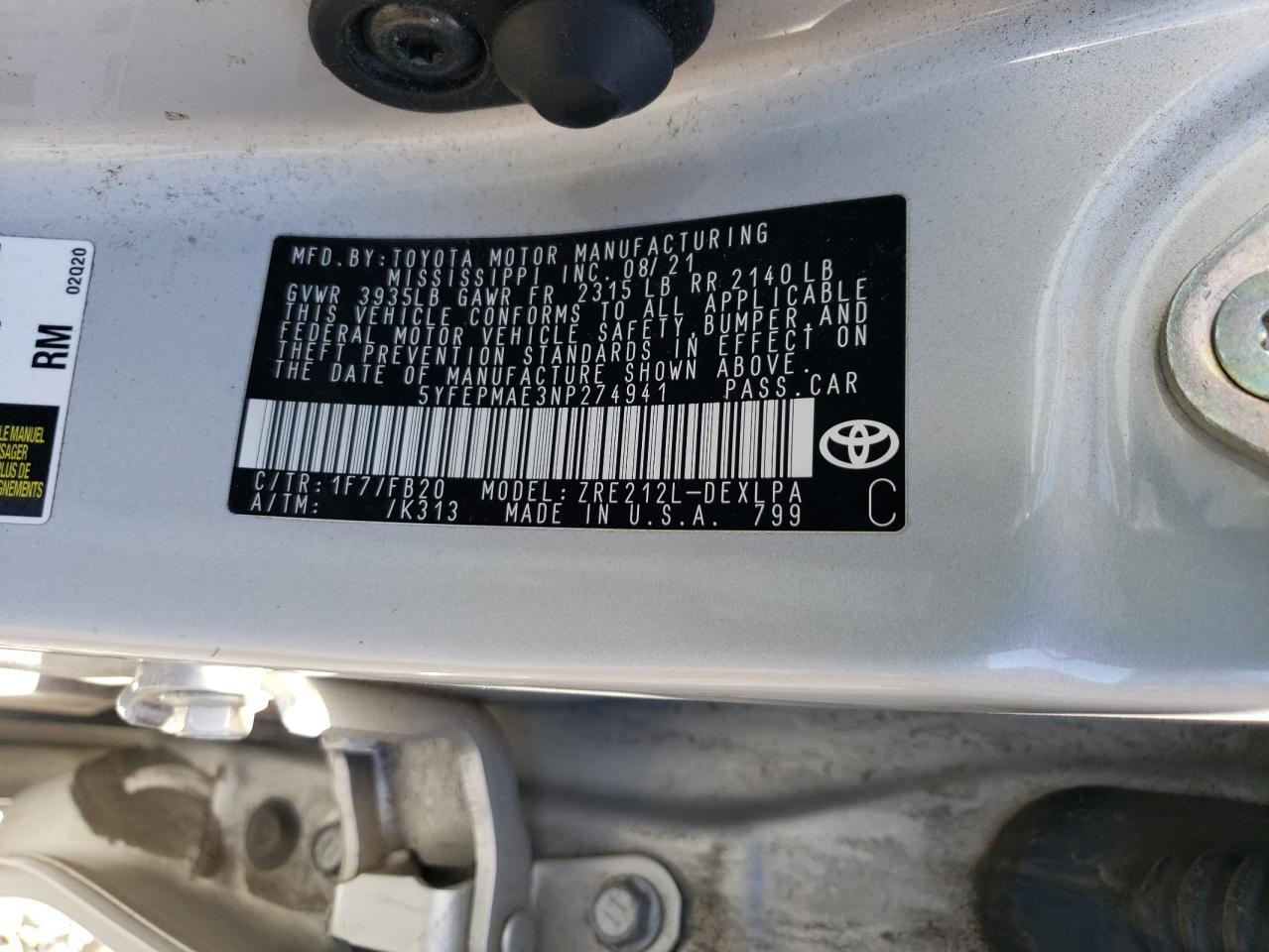 2022 TOYOTA COROLLA