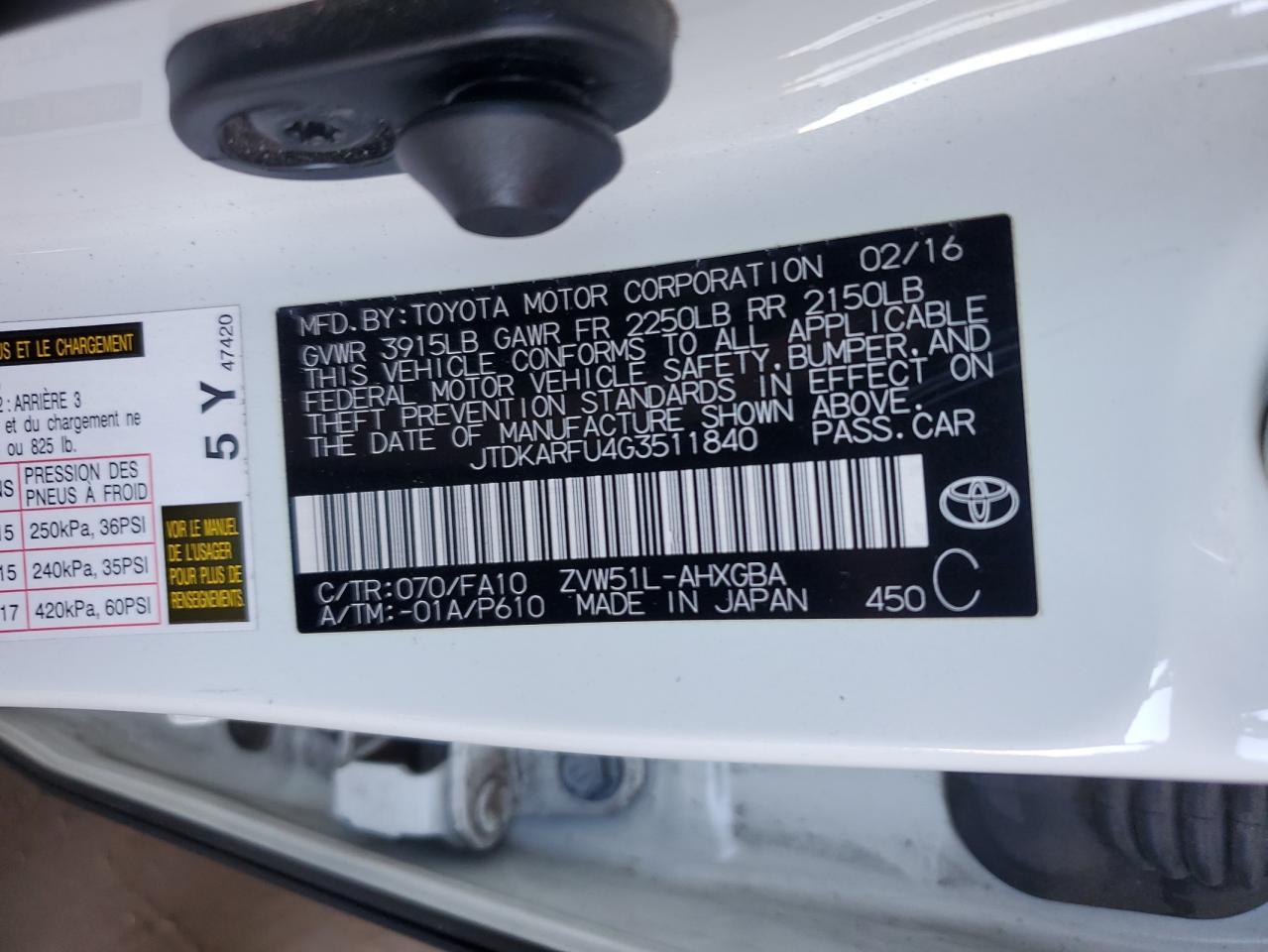 2016 TOYOTA PRIUS