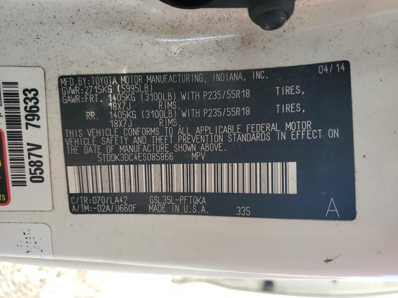 2014 TOYOTA SIENNA