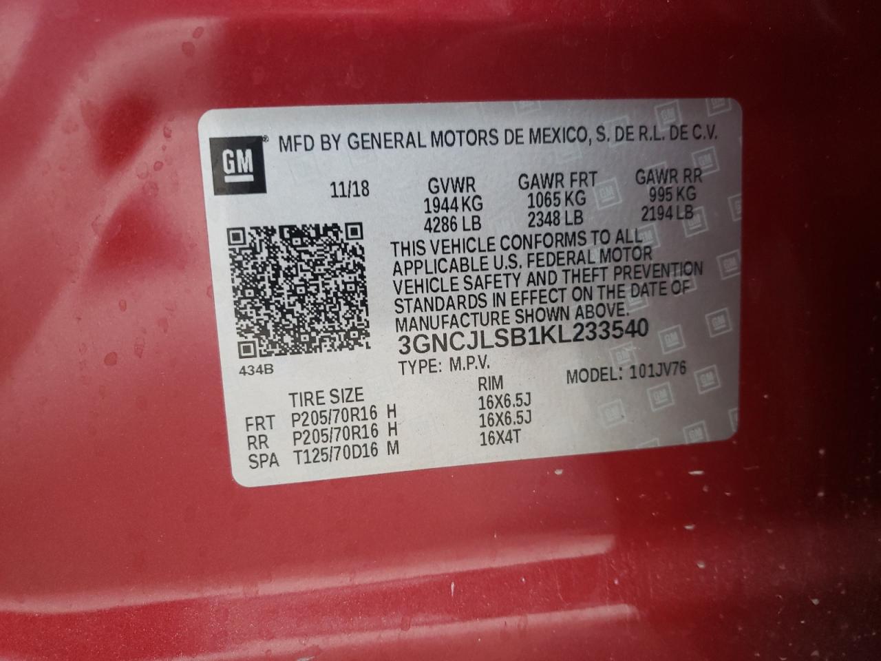 2019 CHEVROLET TRAX
