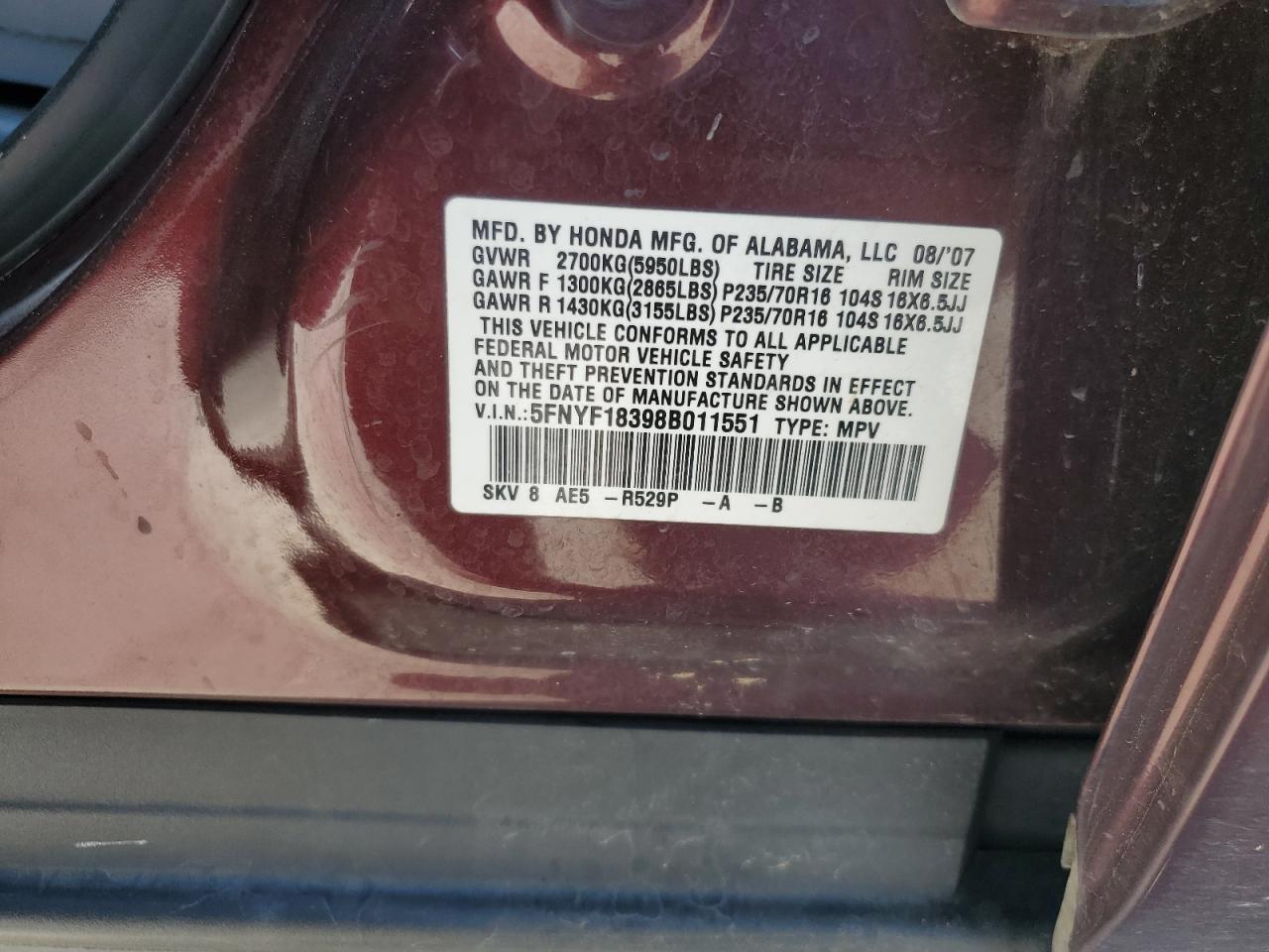 2008 HONDA PILOT